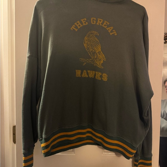 THE GREAT. Tops - The Great Womens Hawk Hoodie Green / Yellow size 0